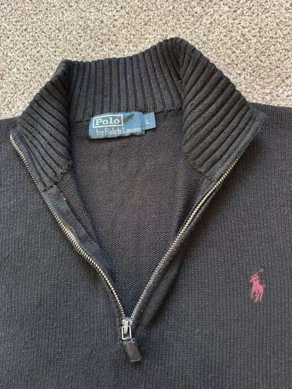 Large Ralph Lauren Black Knitted 1/4 Zip