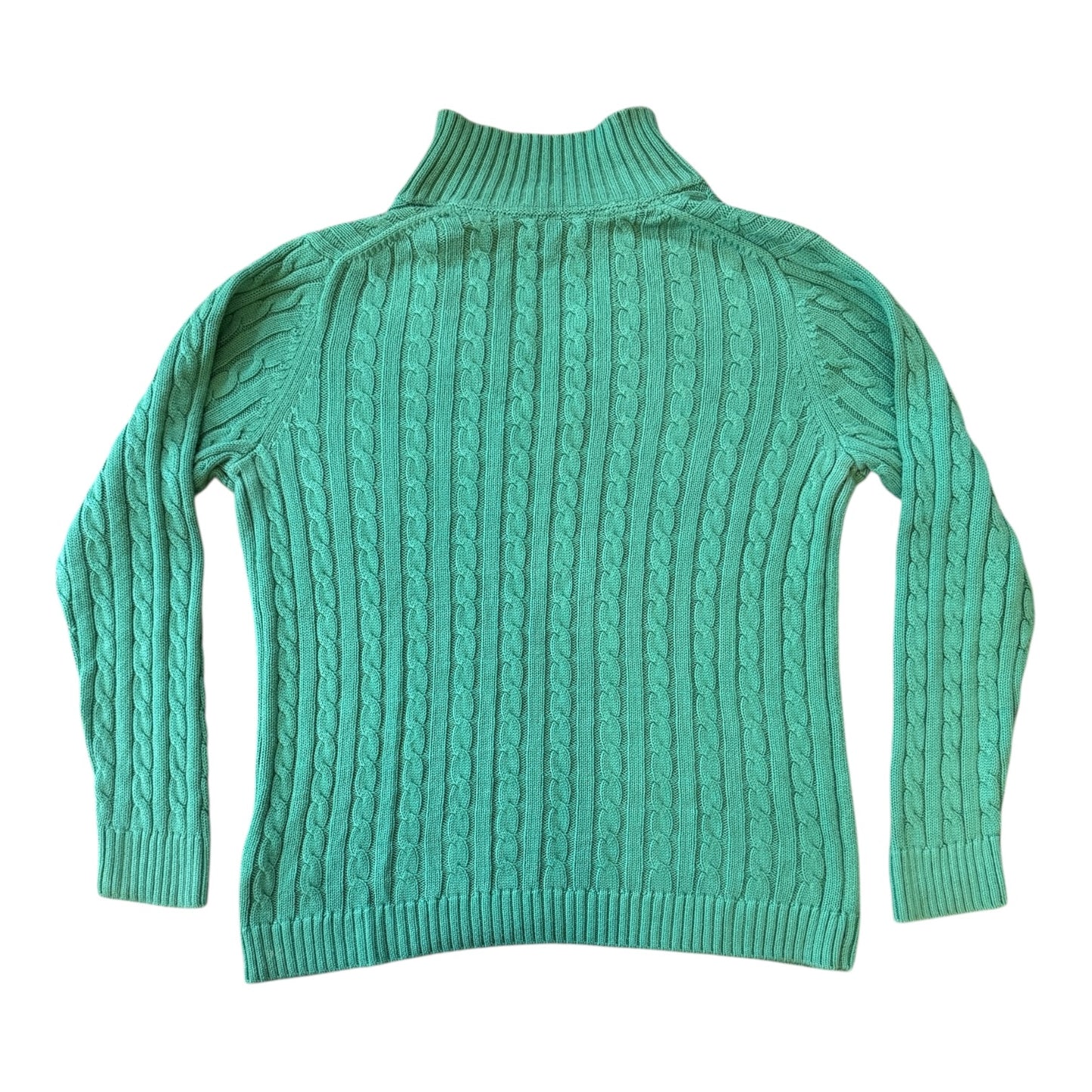 Woman's Large L.L.Bean Green Knitted Cable Knit Jumper