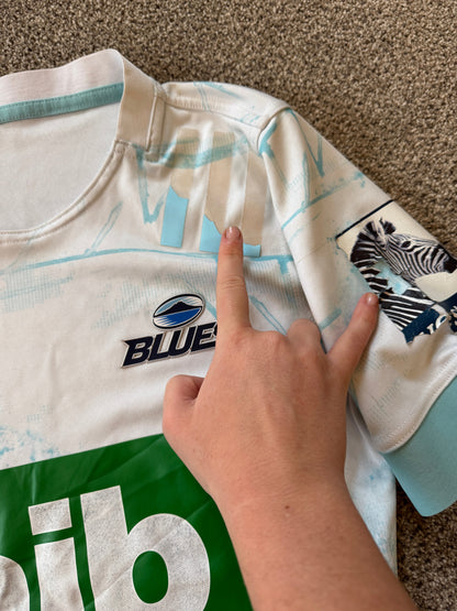 Small Adidas White Auckland Blues Rugby Shirt