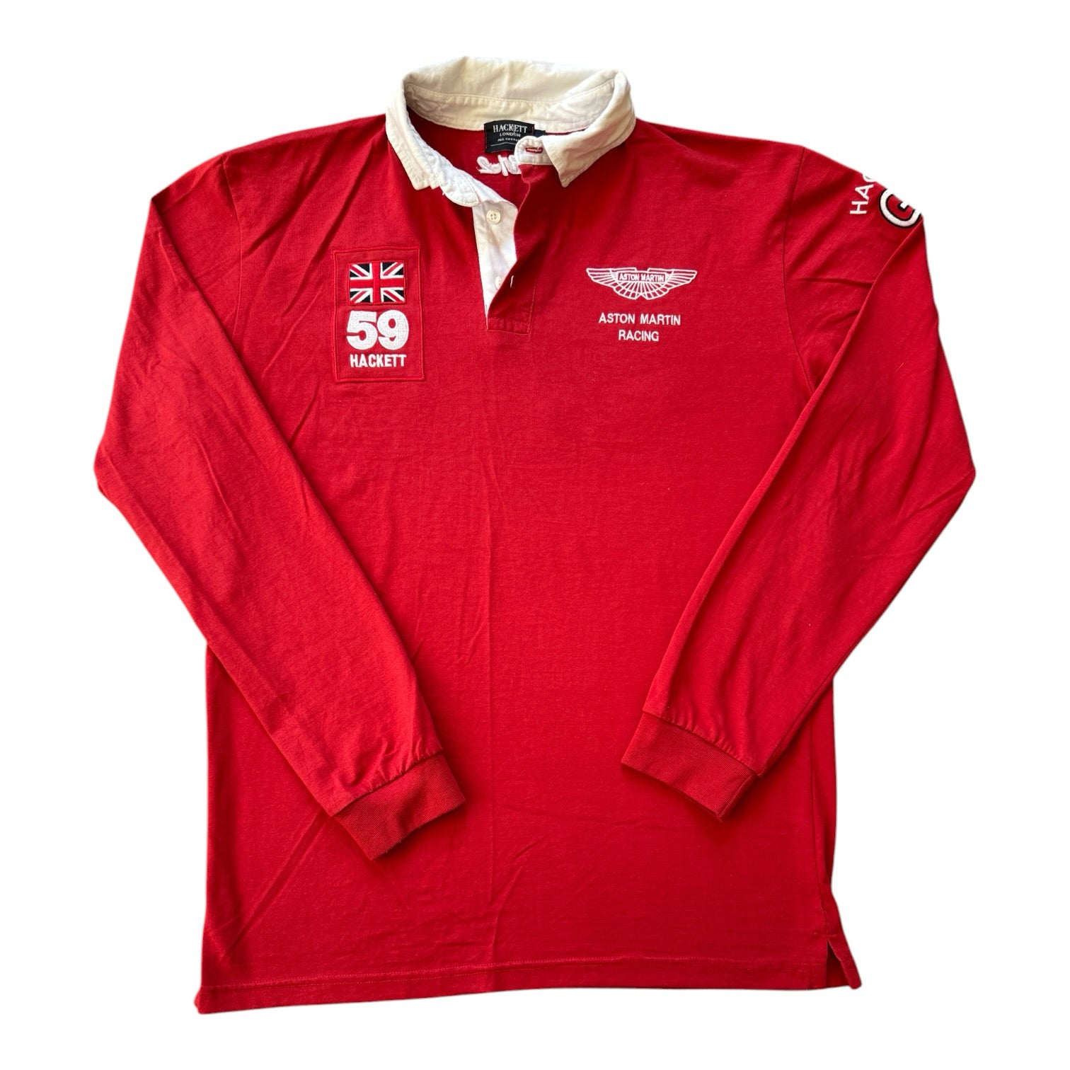 Large Hackett Aston Martin Red Rugby Shirt