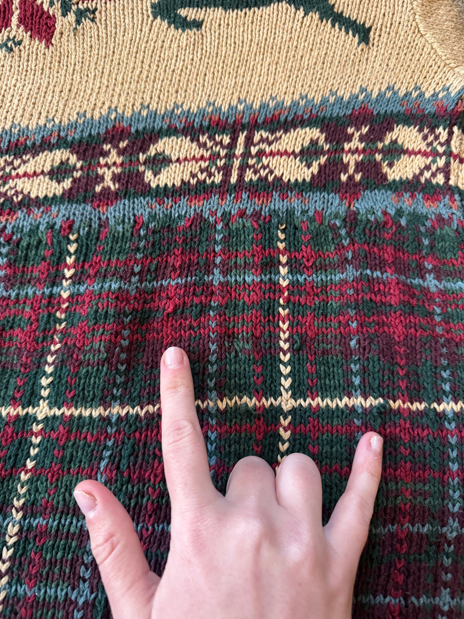 Large Ralph Lauren Beige Reindeer Linen Knitted Jumper