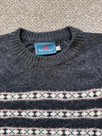 Large Kappa Grey Wool Knitted Vintage Jumper