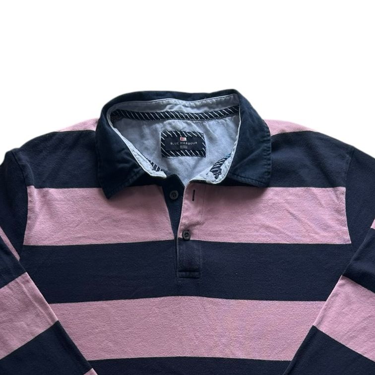 Large Blue Harbour Pink and Navy Rugby Shirt