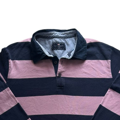 Large Blue Harbour Pink and Navy Rugby Shirt