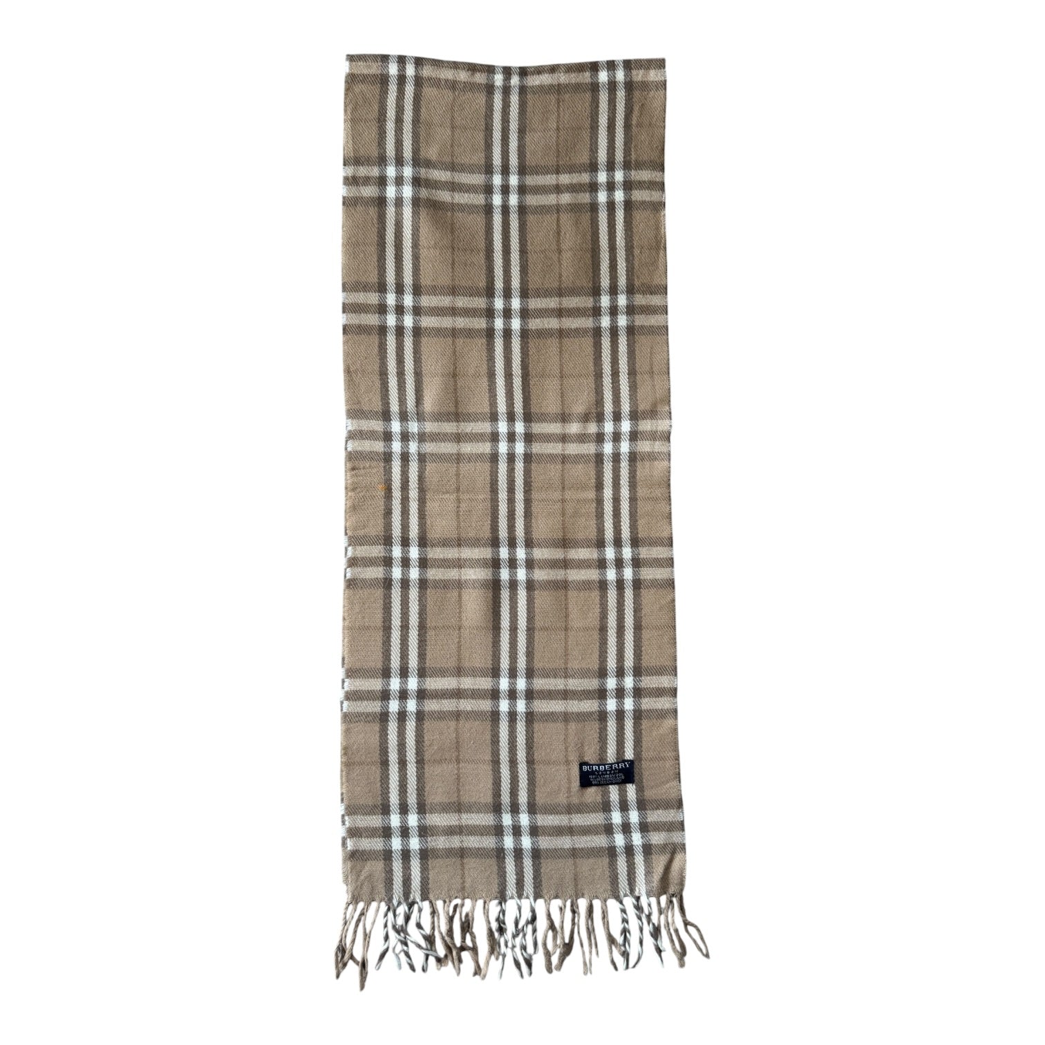 Burberry Light Beige/ Brown Lambswool Scarf