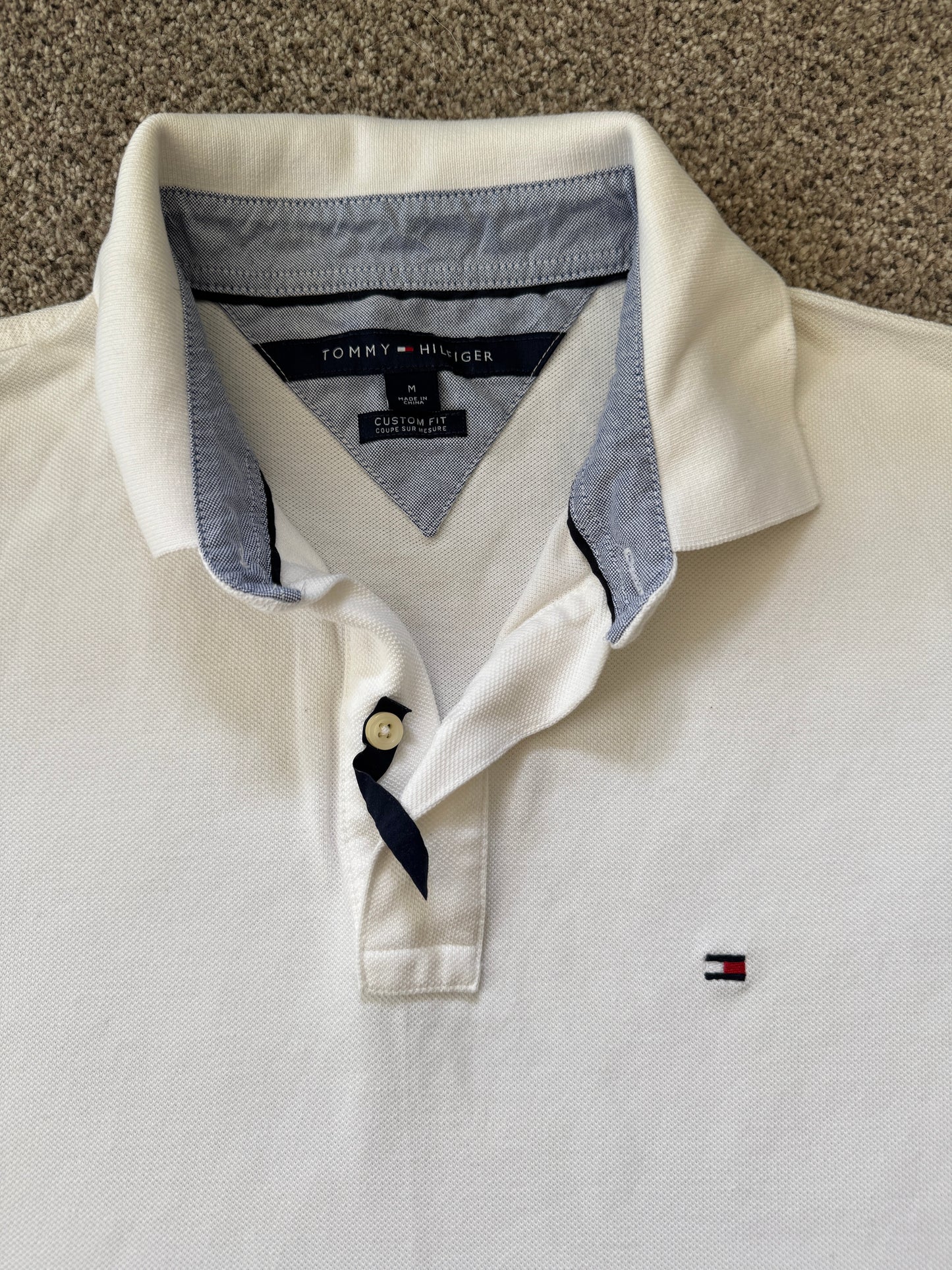 Medium Tommy Hilfiger White Custom Fit Polo Shirt