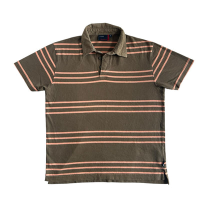 Medium Quebramar Olive Green and Salmon Rugby Shirt