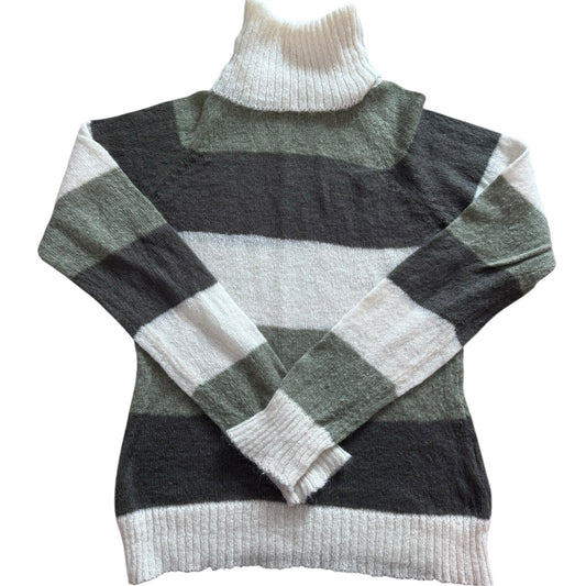 Woman's Small H&M Green and Grey Knitted Turtle Neck Jumper