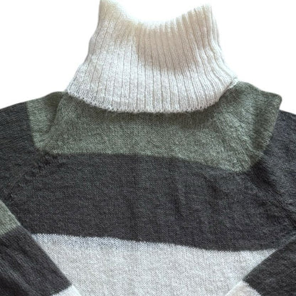 Woman's Small H&M Green and Grey Knitted Turtle Neck Jumper
