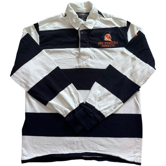 Extra small Charles River White and Navy West Springfield Swim and Dive Rugby Shirt