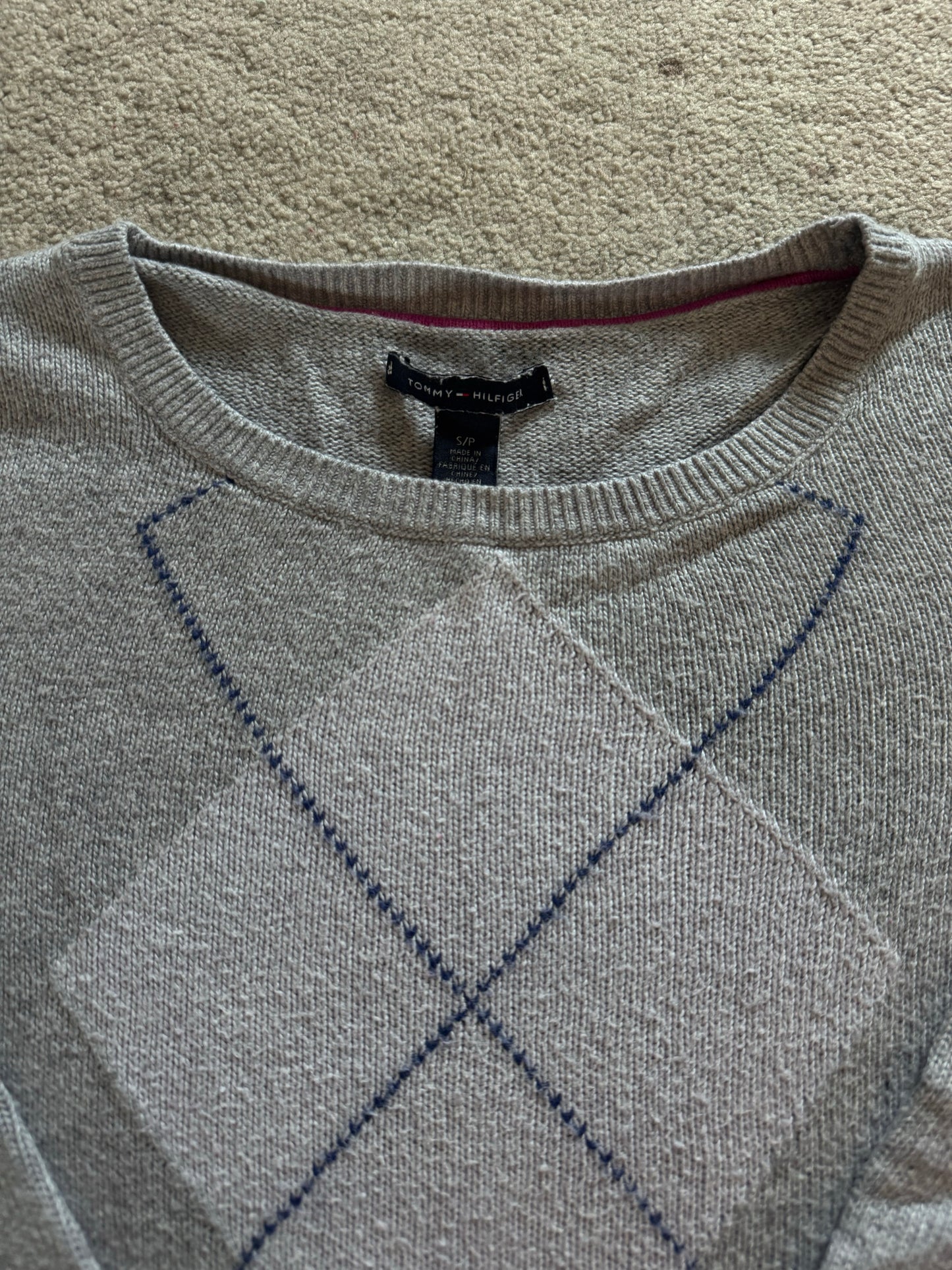Small Tommy Hilfiger Grey Knitted Argyle Jumper