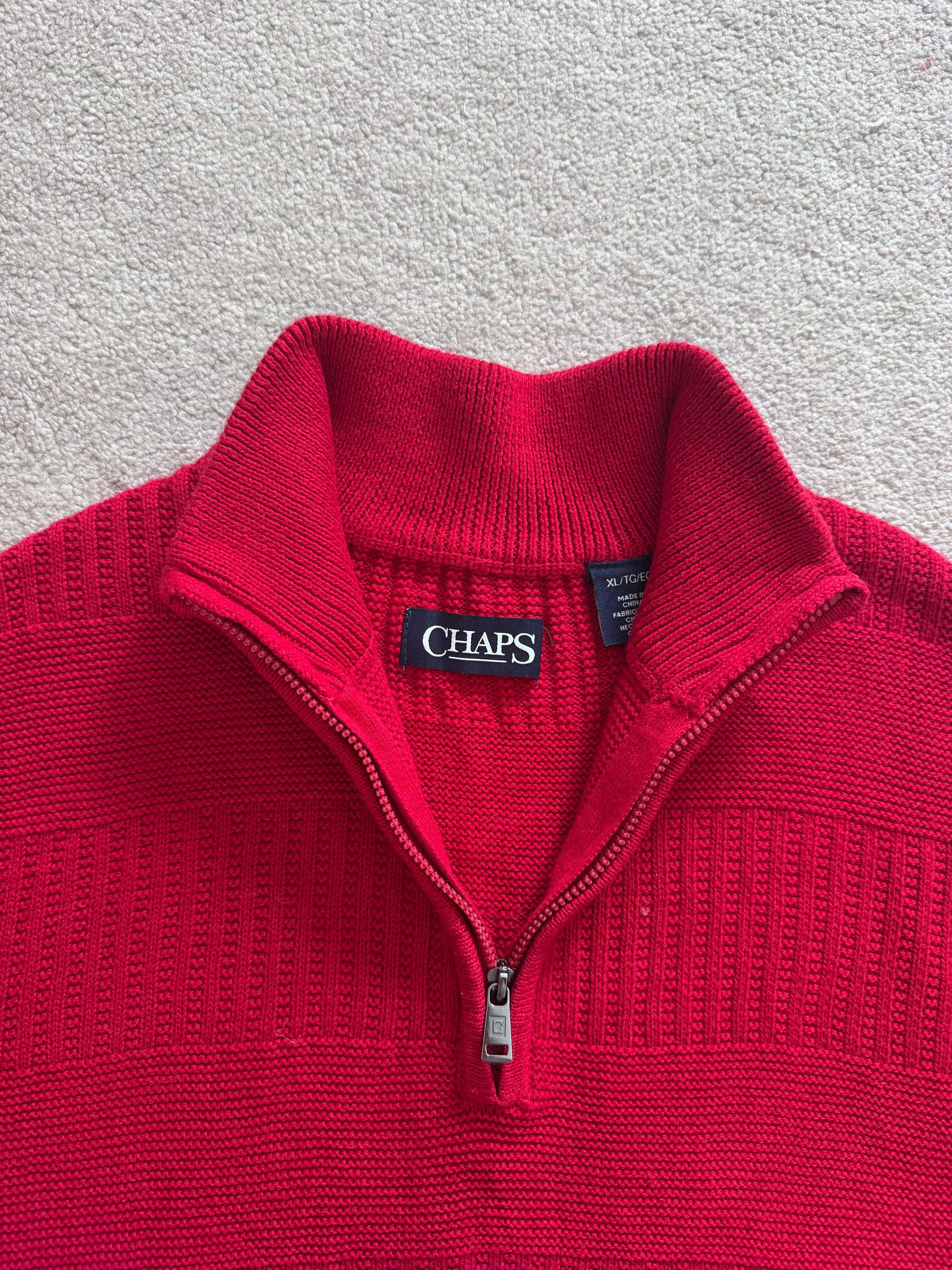Extra large Chaps Red Knitted 1/4 Zip Jumper