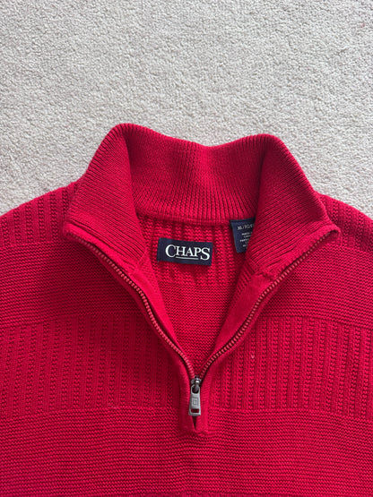 Extra large Chaps Red Knitted 1/4 Zip Jumper
