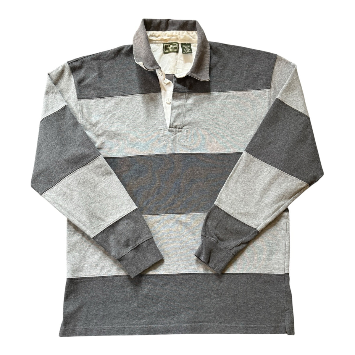 Medium 90s L.L.bean Light and Dark Grey Rugby Shirt