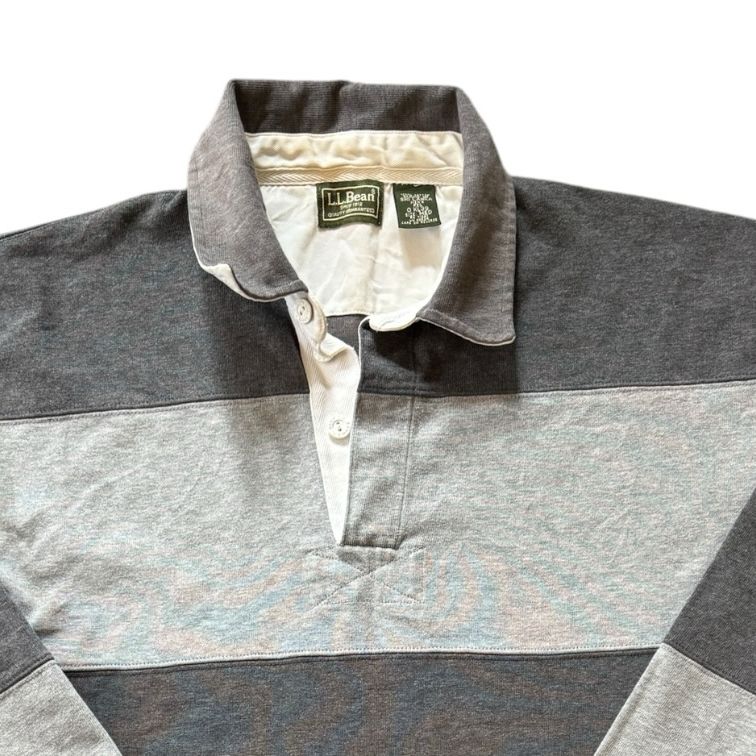 Medium 90s L.L.bean Light and Dark Grey Rugby Shirt