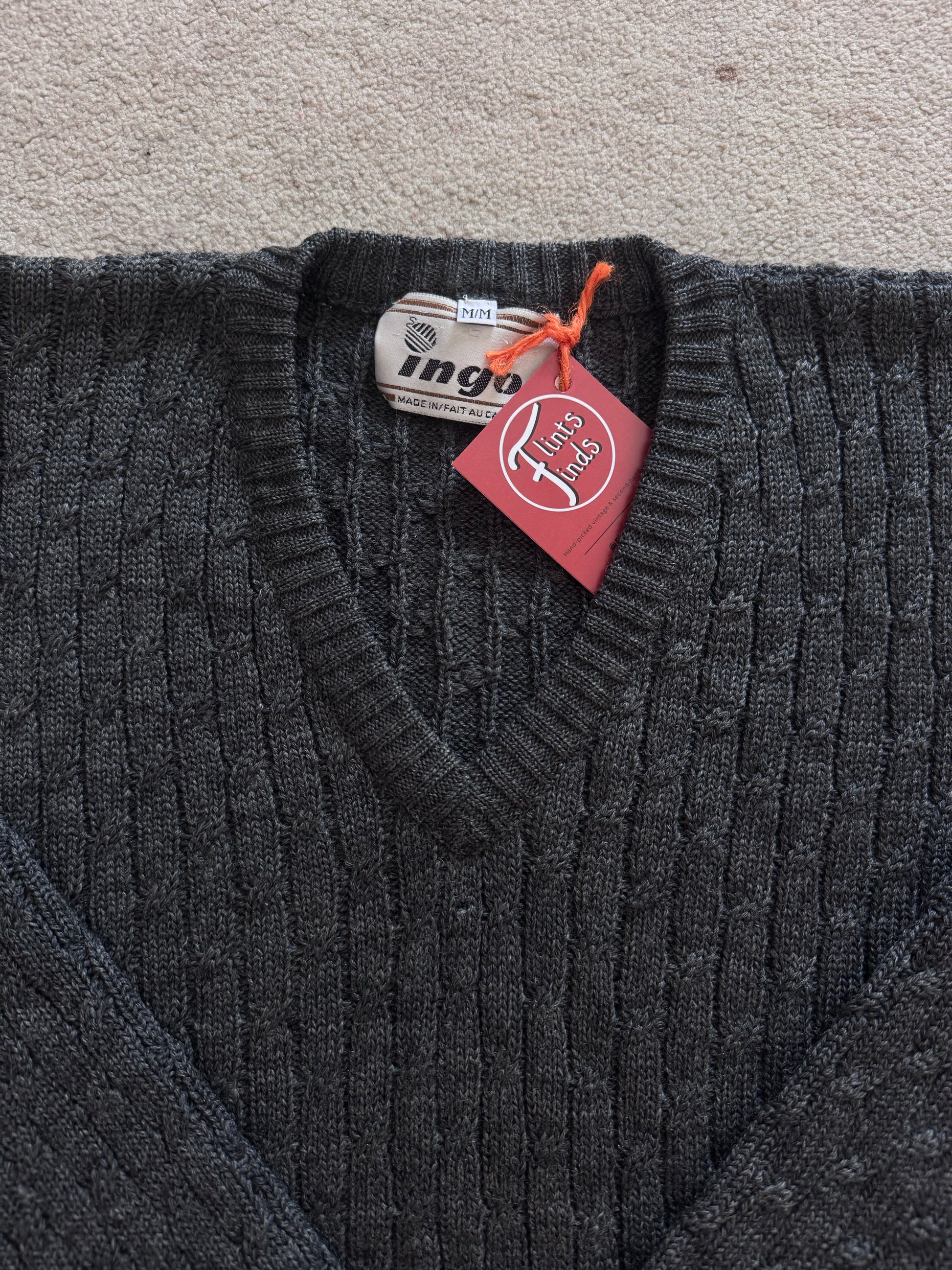 Medium Ingo Grey V-Neck Knitted Jumper