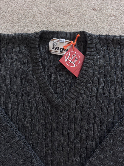 Medium Ingo Grey V-Neck Knitted Jumper