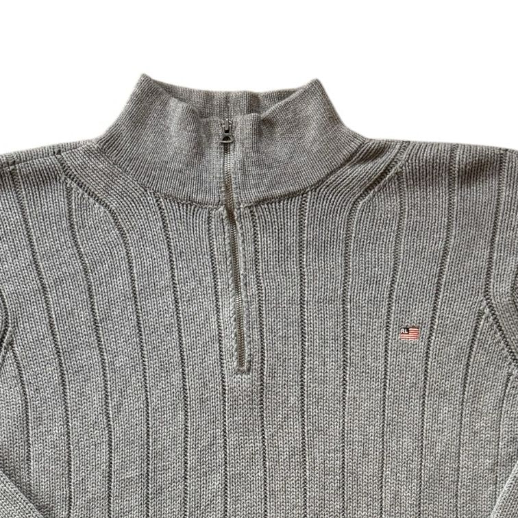 Extra large Ralph Lauren Grey Heavy Knit USA Flag 1/4 Zip