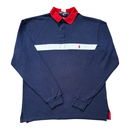Medium Polo Sport Ralph Lauren Navy, White and Red Long Sleeved Polo Shirt