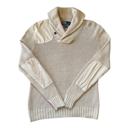 Medium Ralph Lauren Beige Knitted Shawl Neck Jumper