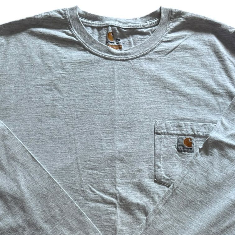 XXL Carhartt Grey Long Sleeved Pocket T-Shirt