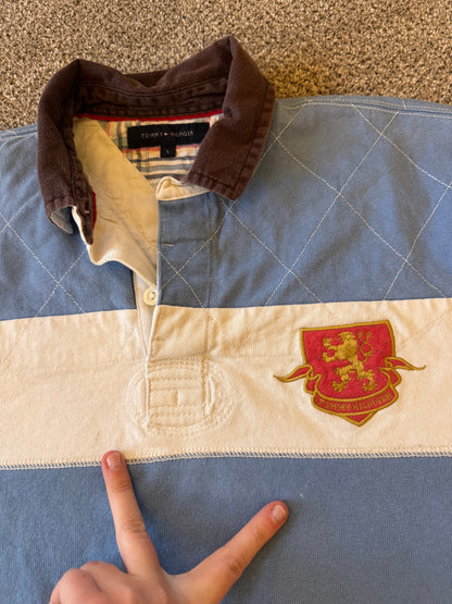 Large Tommy Hilfiger Blue And White Rugby Shirt