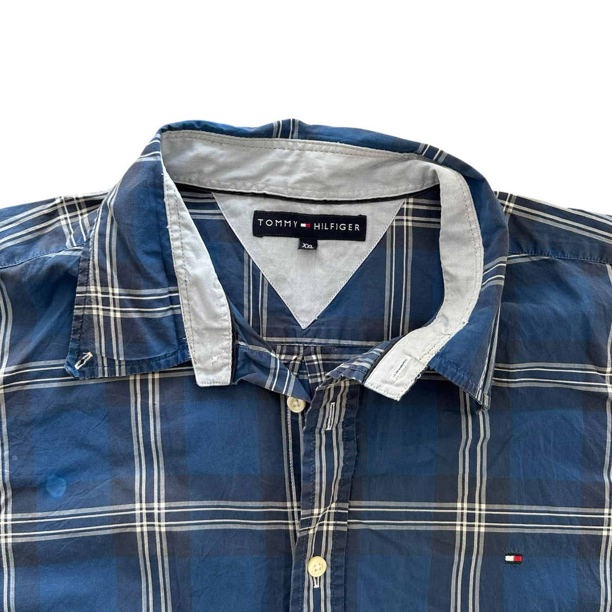 XXL Tommy Hilfiger Blue and Cream Plaid Shirt
