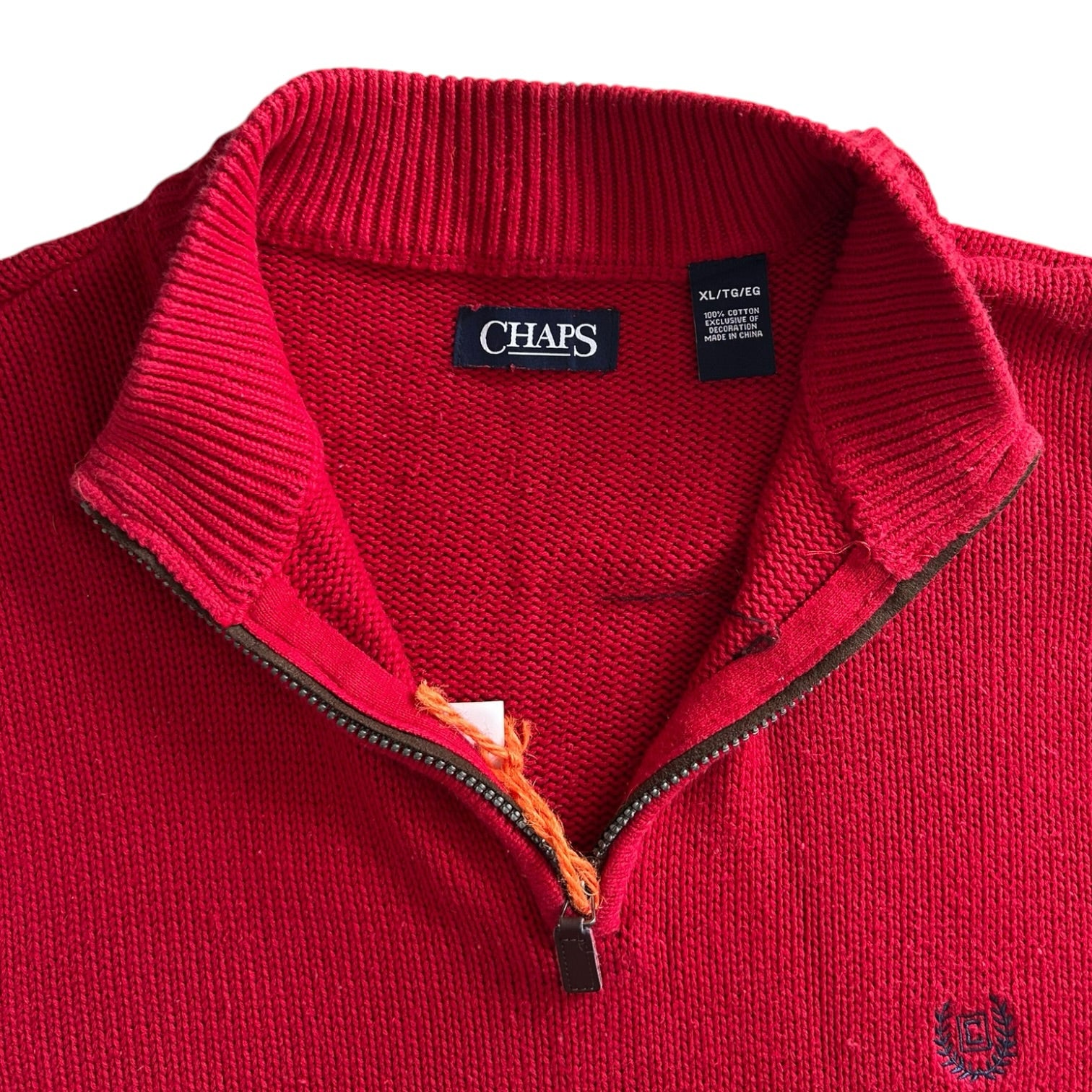 Extra large Chaps Red Heavy Knit 1/4 Zip