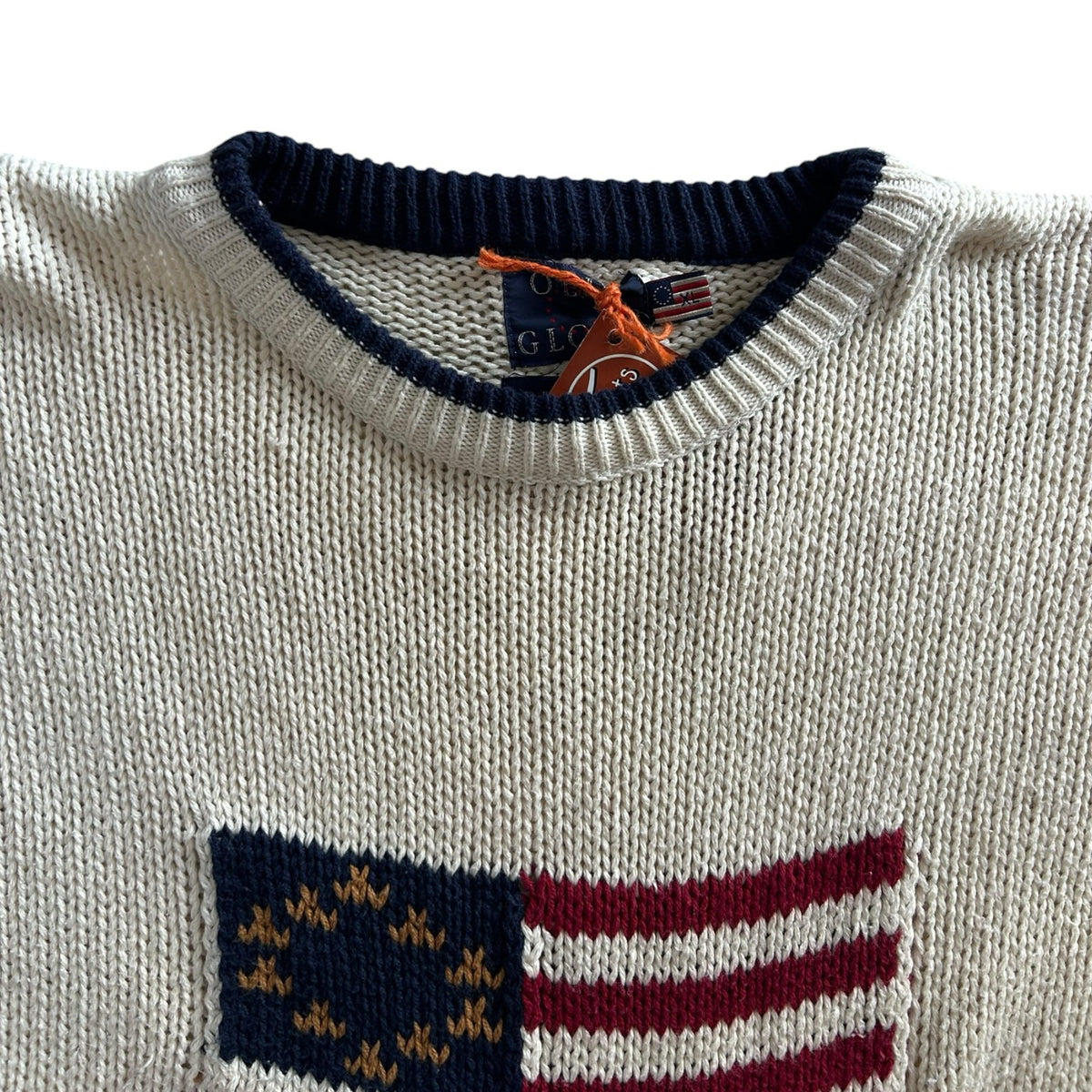 Woman's Extra large Old Glory USA Flag Cream Knitted Jumper