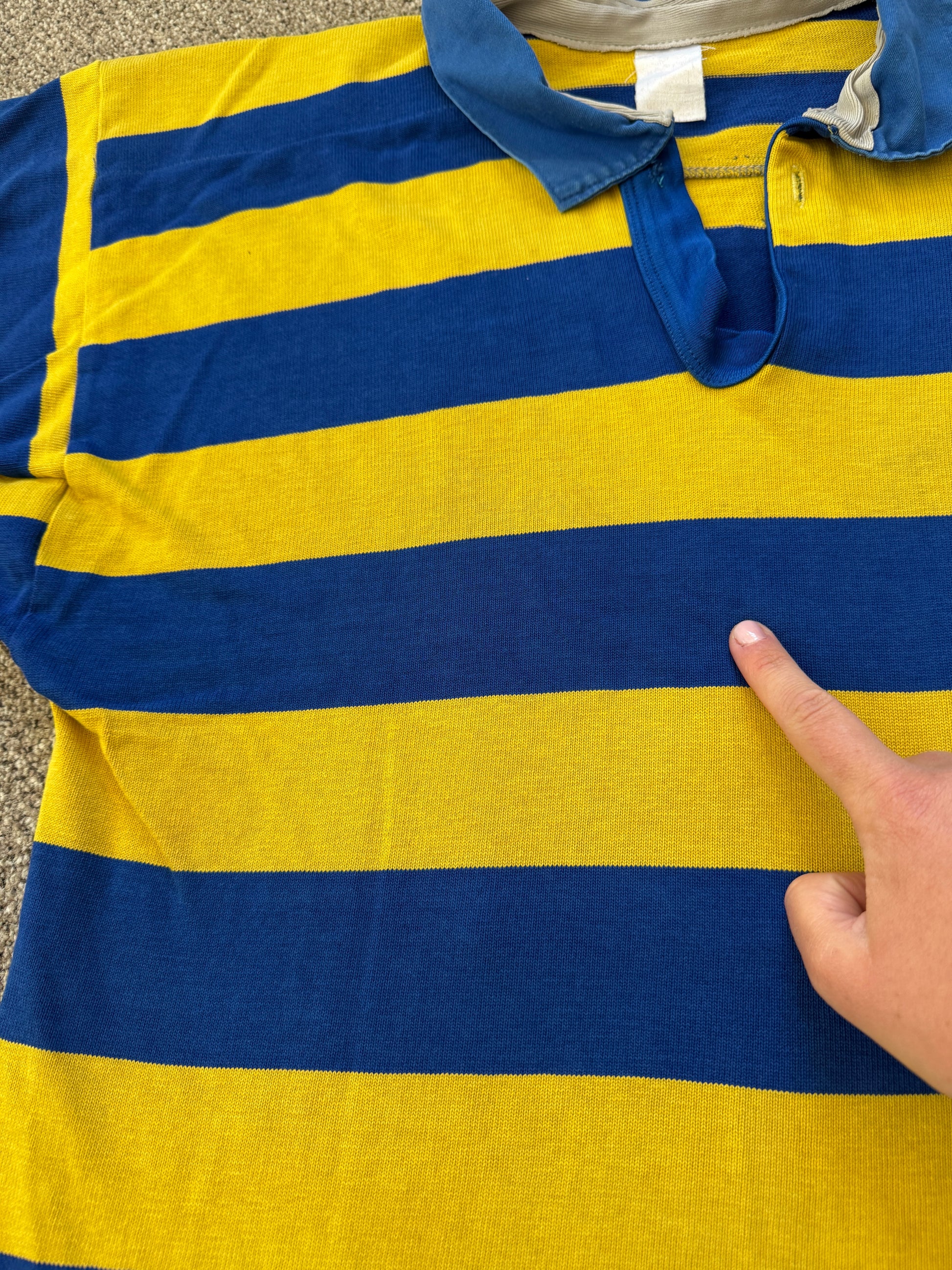 Vintage Medium Nanterre Blue and Yellow Rugby Shirt