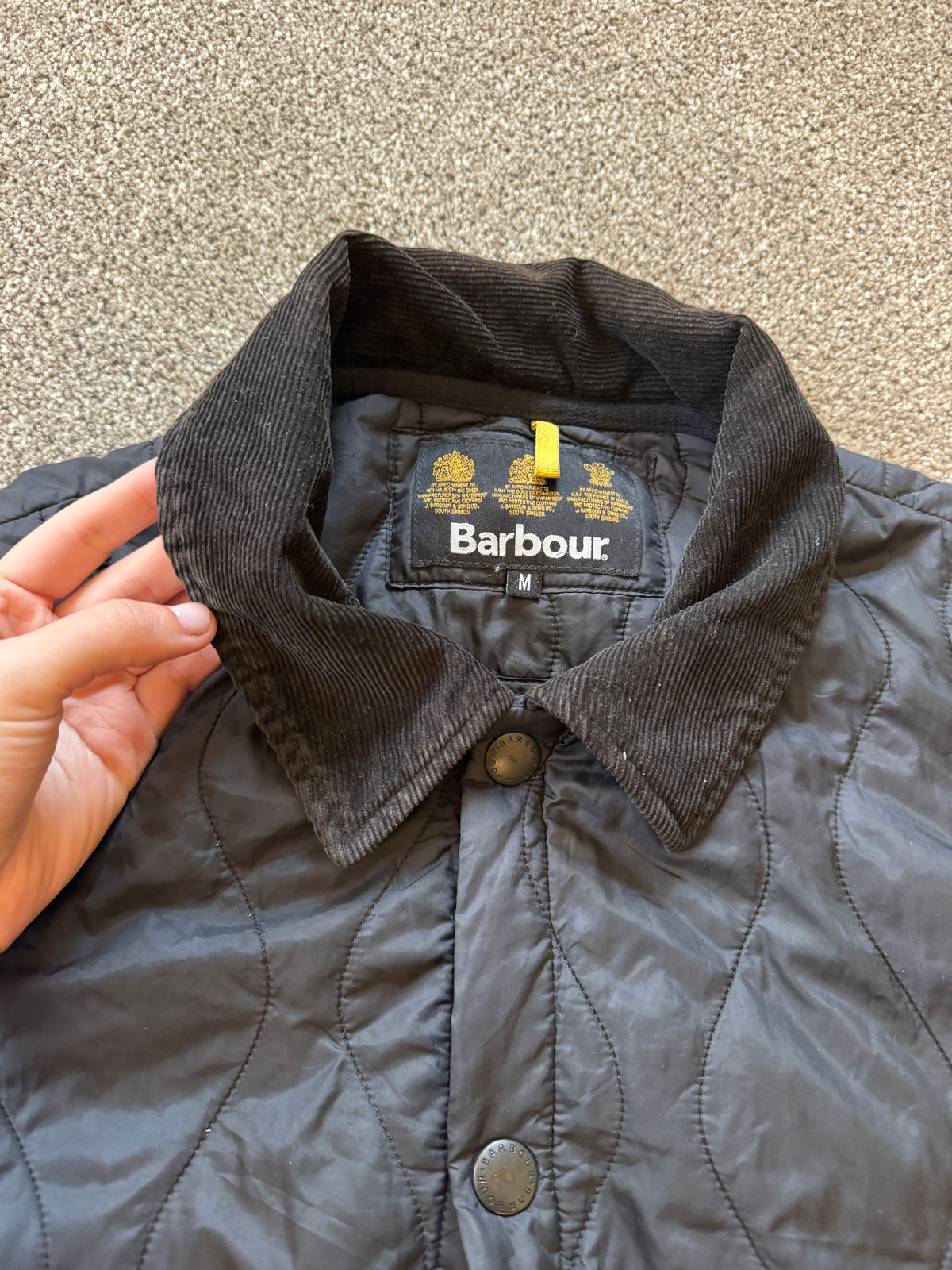 Medium Barbour Navy Liddesdale Track Quilt Coat