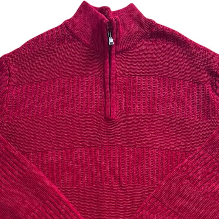 Extra large Chaps Red Knitted 1/4 Zip Jumper