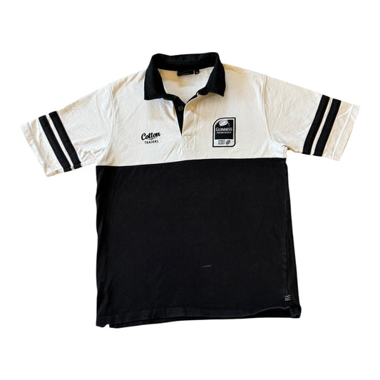 Medium Cotton Traders Guinness Black and White Rugby Shirt