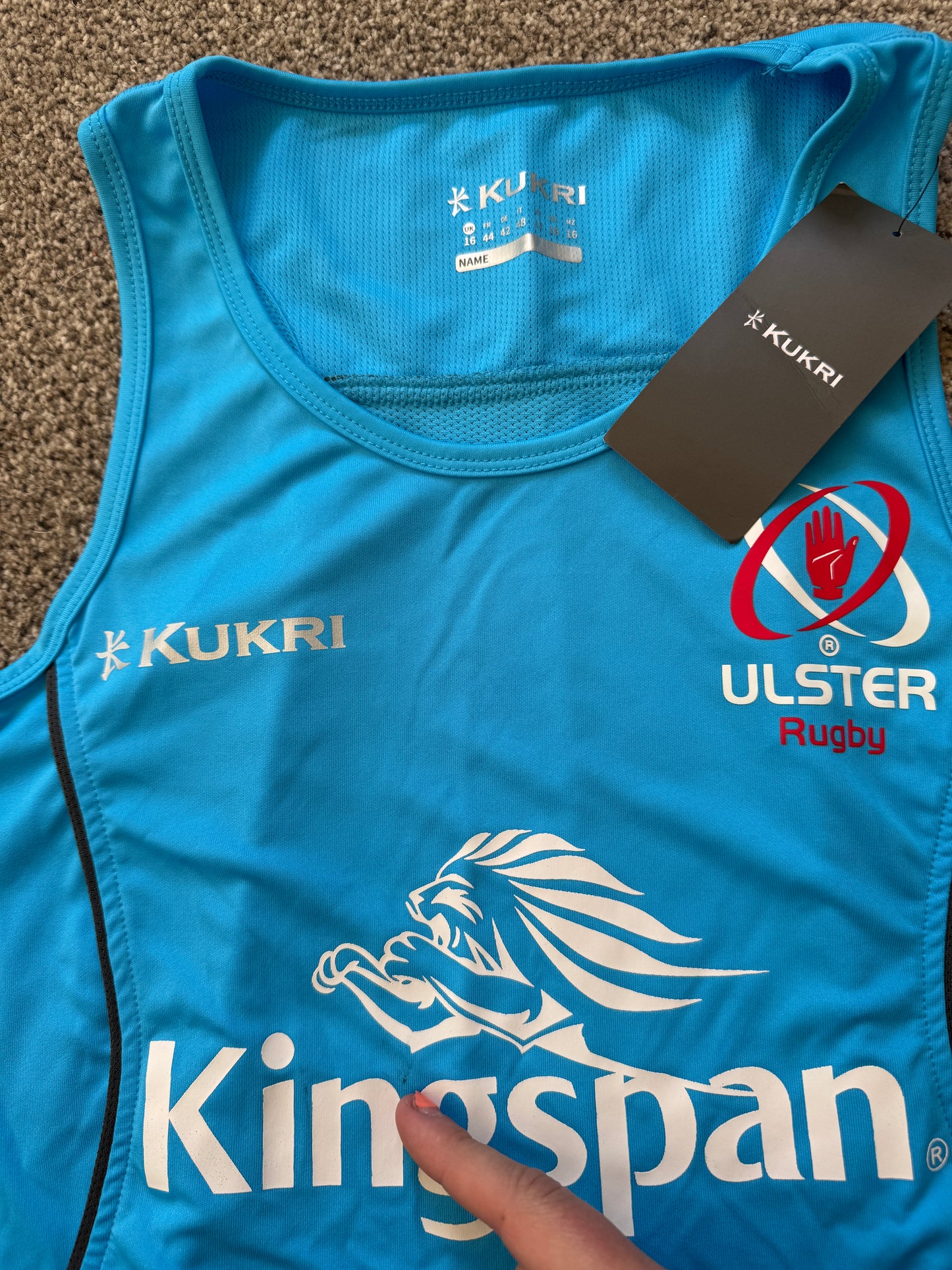 Woman's UK 16 Kukri Blue Ulster Rugby Vest BNWT