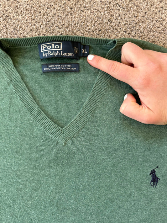 Extra large Ralph Lauren Green V-Neck Jumper
