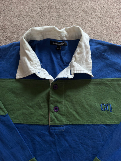 Extra Large Cargoquay Blue and Green Striped Rugby Shirt
