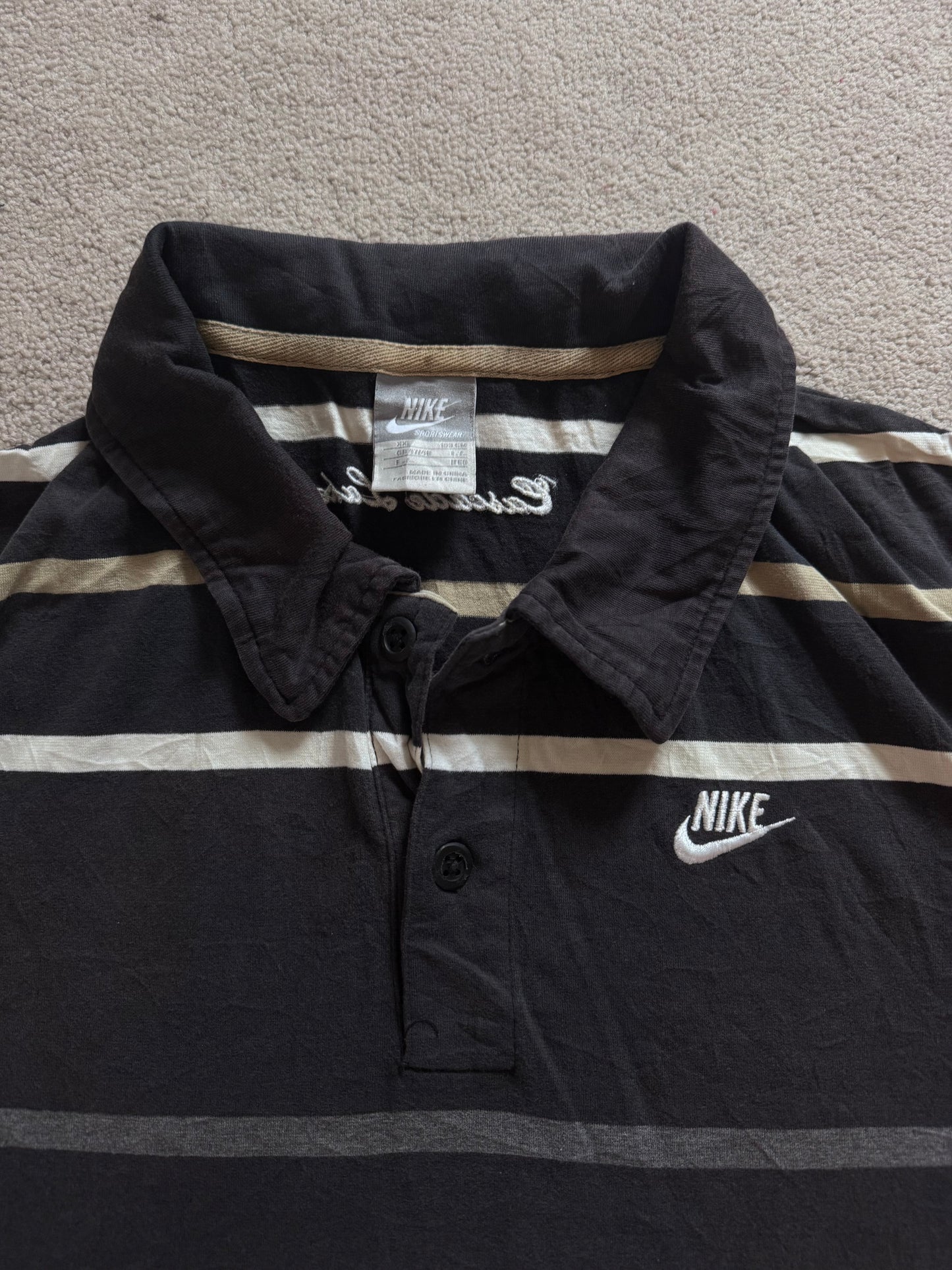 XXL Nike Brown Striped Polo Shirt