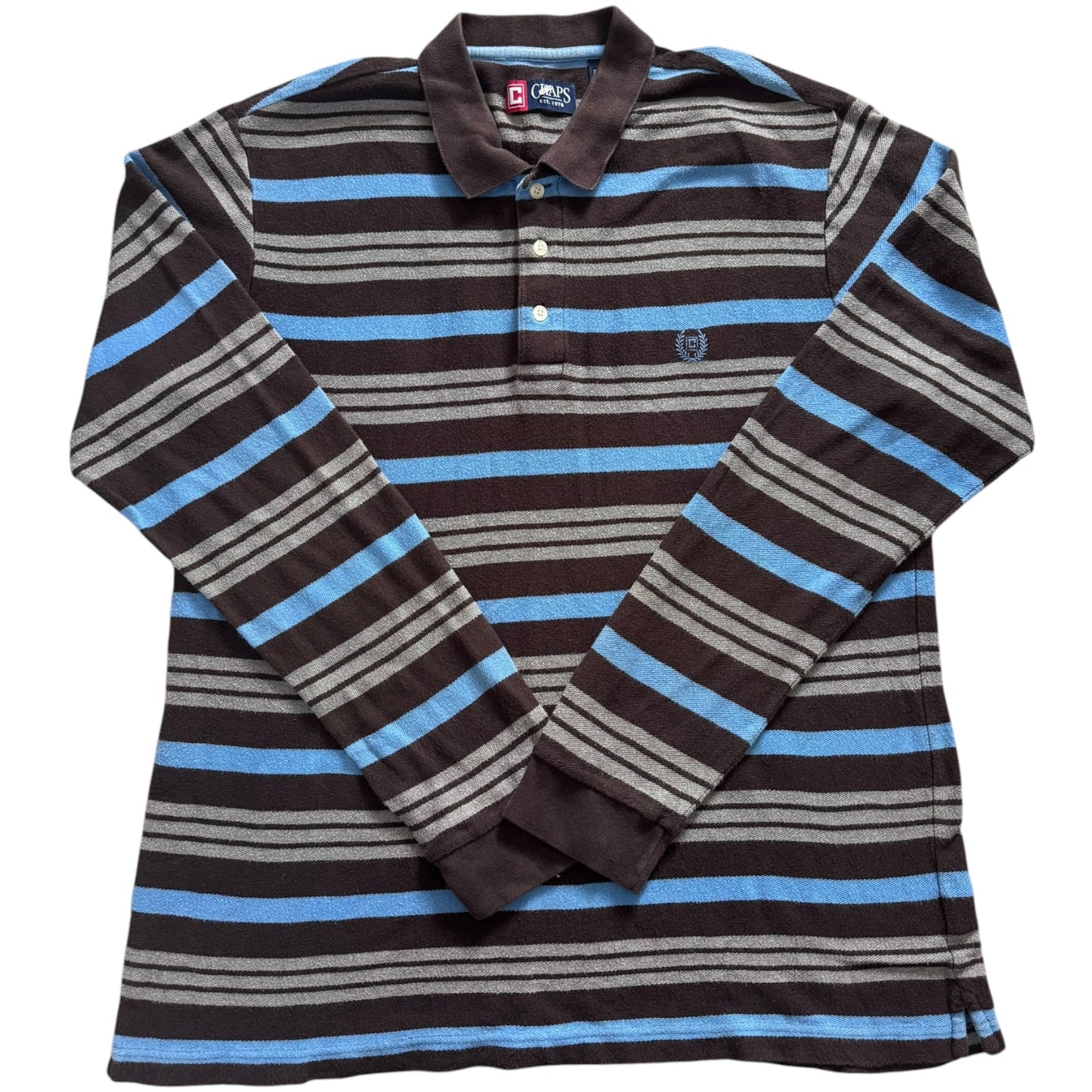Large Chaps Blue Striped Rugby Shirt