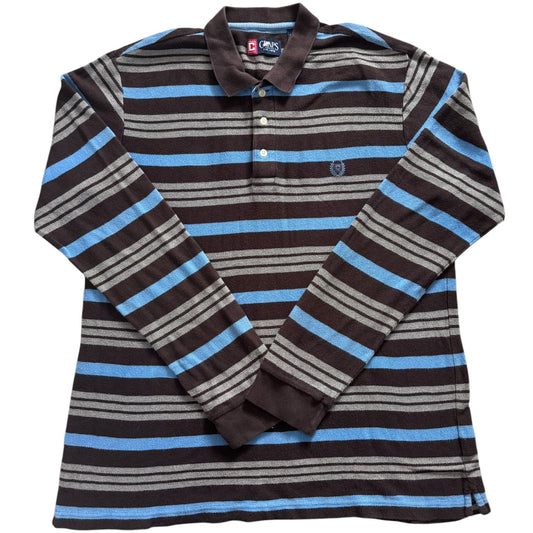 Large Chaps Blue Striped Rugby Shirt