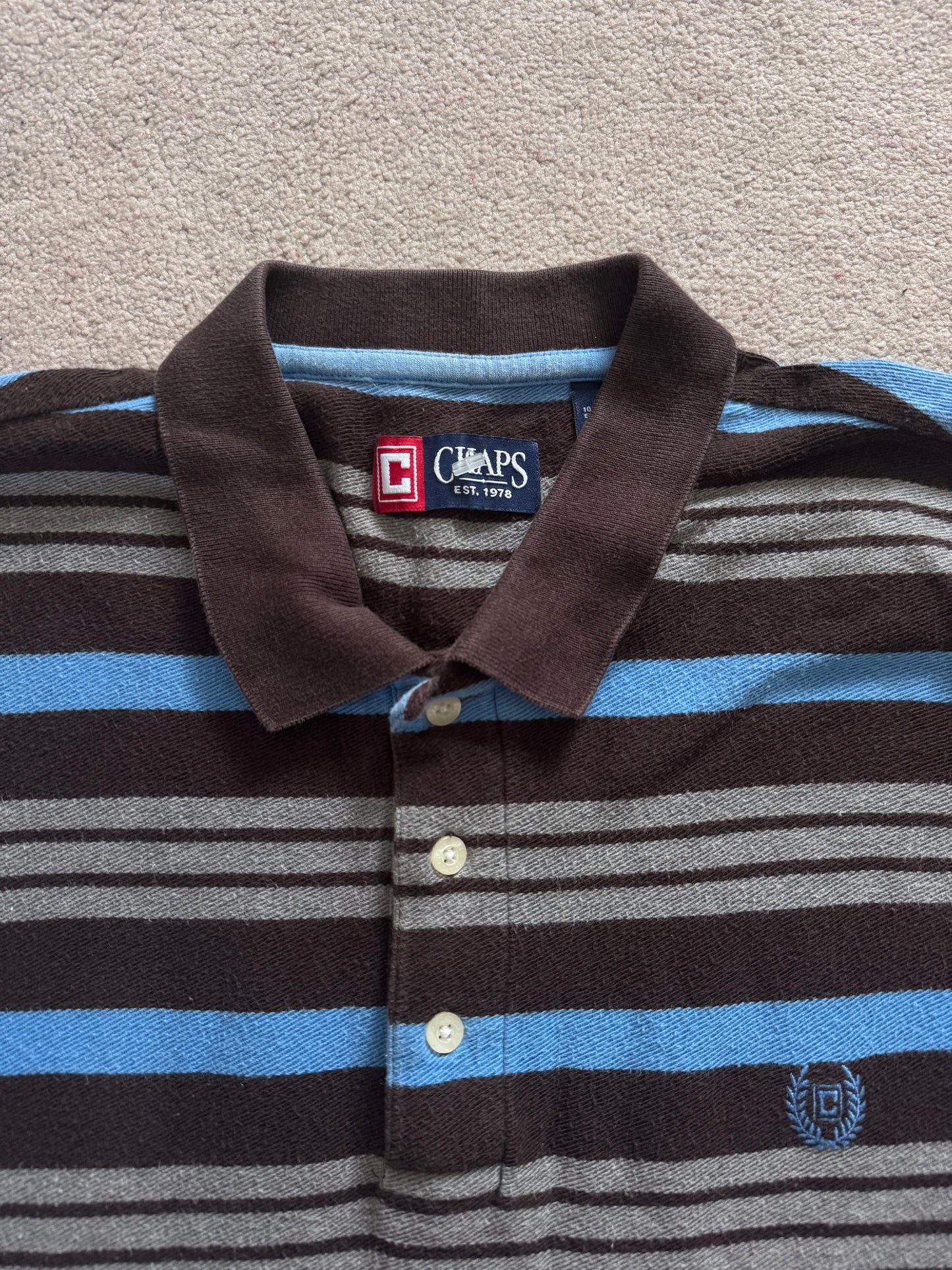 Large Chaps Blue Striped Rugby Shirt