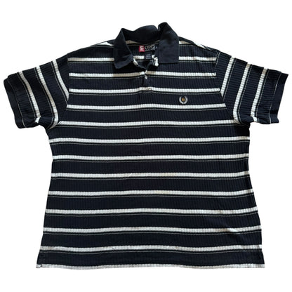 Extra Large Chaps Navy and White Striped Polo Shirt