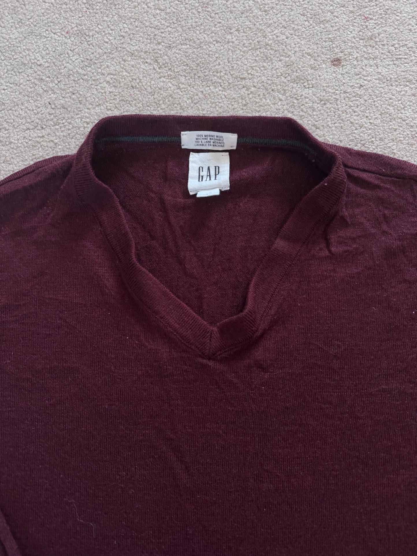 Small GAP Burgundy V-Neck Knitted Jumper