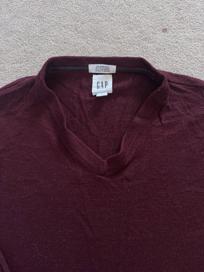 Small GAP Burgundy V-Neck Knitted Jumper