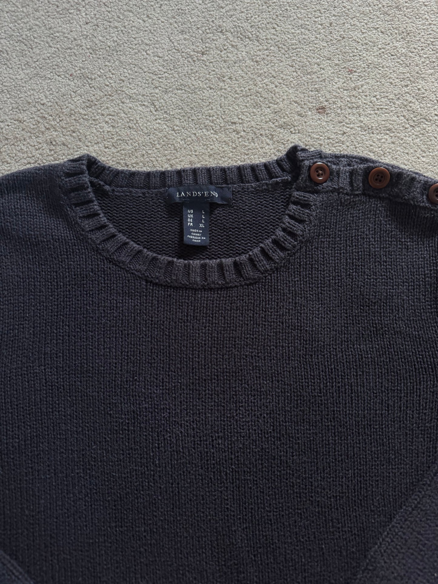 Women’s Large Lands’ End Navy Thick Knitted Jumper