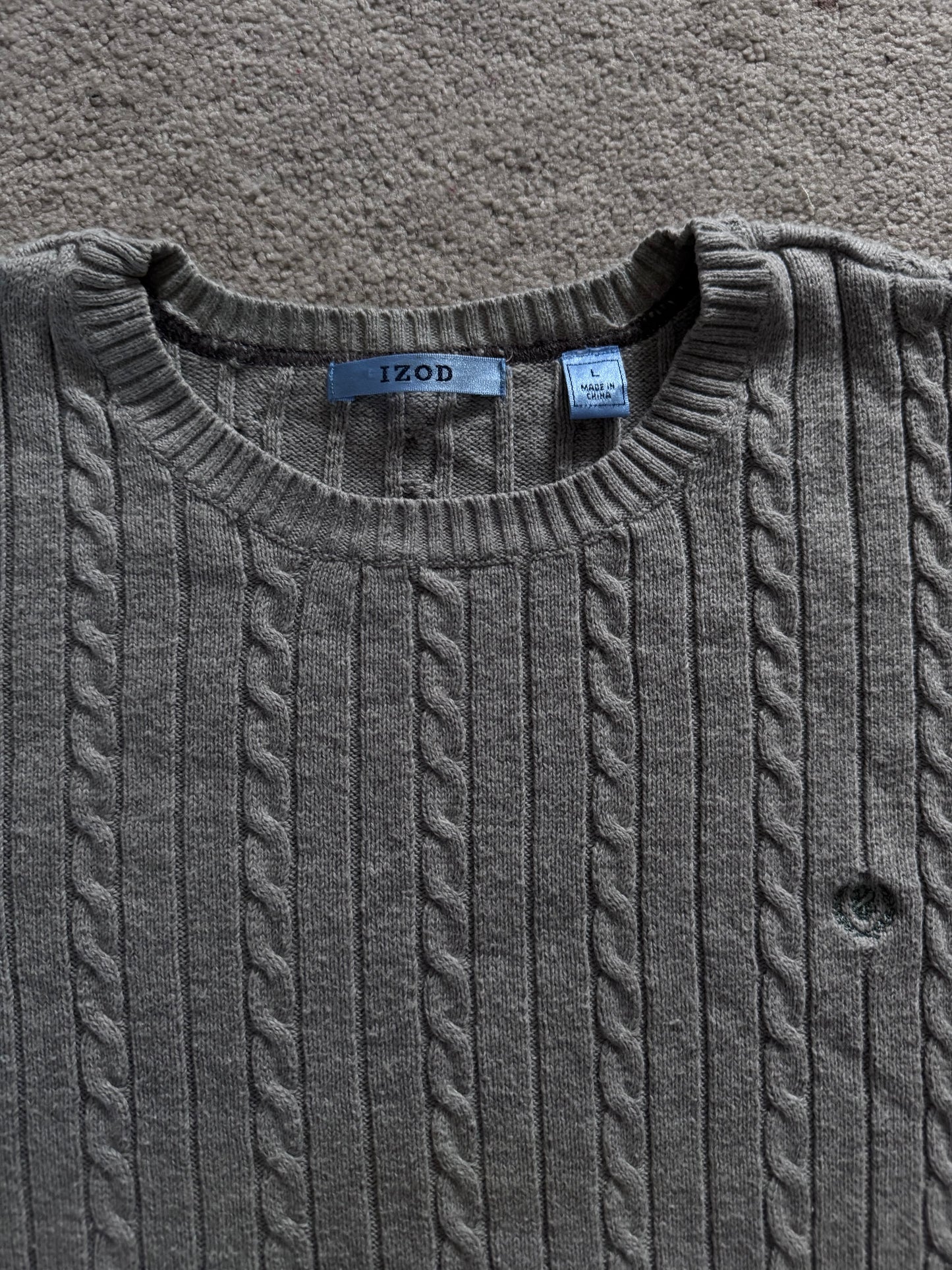 Women’s Large IZOD Grey Cable Knit Jumper