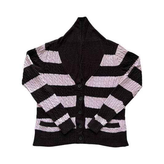 Women's Large Tommy Hilfiger Brown/Pink Cable Knit Cardigan