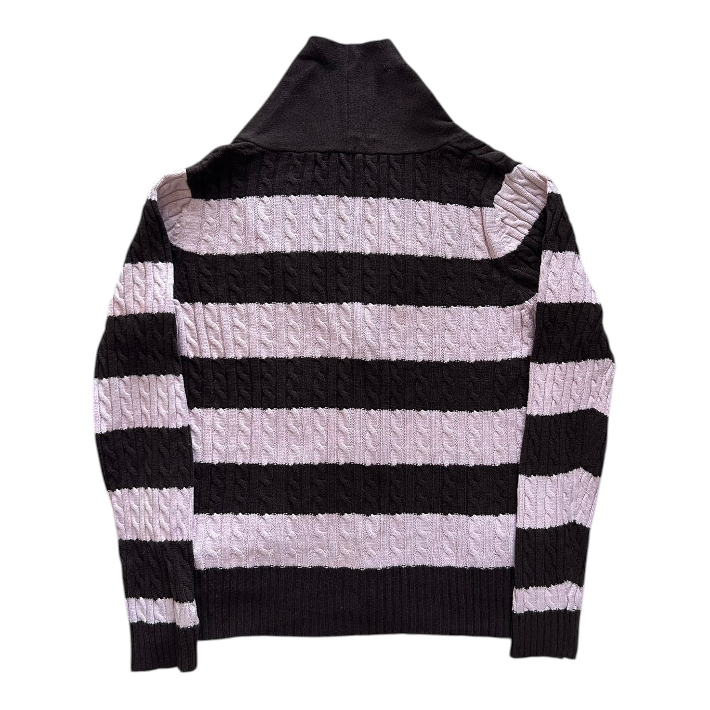 Women's Large Tommy Hilfiger Brown/Pink Cable Knit Cardigan