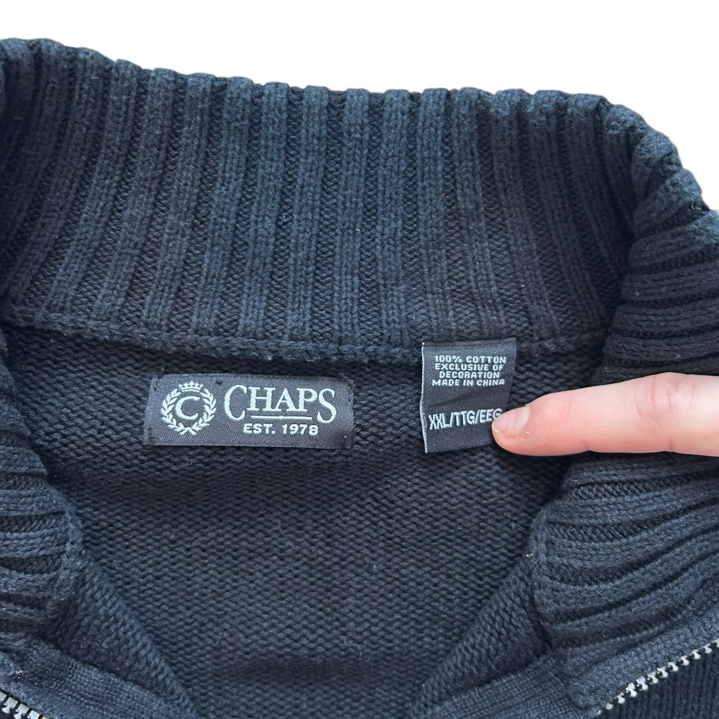 XXL Chaps Black 1/4 Zip