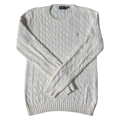 Woman’s Large Ralph Lauren White Cable Knit Jumper
