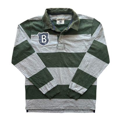 Medium Barred's Sport Green and Grey Striped Rugby Shirt